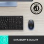 Logitech M190, Ambidextre, Optique, RF sans fil, 1000 DPI, Bleu