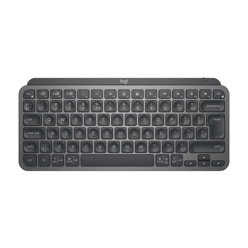 Logitech Master MX Keys Mini, Mini, Sans fil, RF sans fil + Bluetooth, QWERTY, LED, Graphite