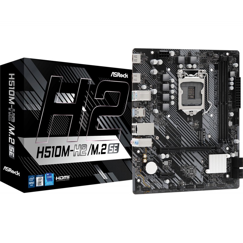 ASRock H510M-H2M.2 SE, Intel, LGA 1200 Socket H5, Intel® Core™ i3, Intel® Core™ i5, Intel® Core™ i7, Intel® Core™ i9, DDR4-SDRAM, 64 Go, DIMM