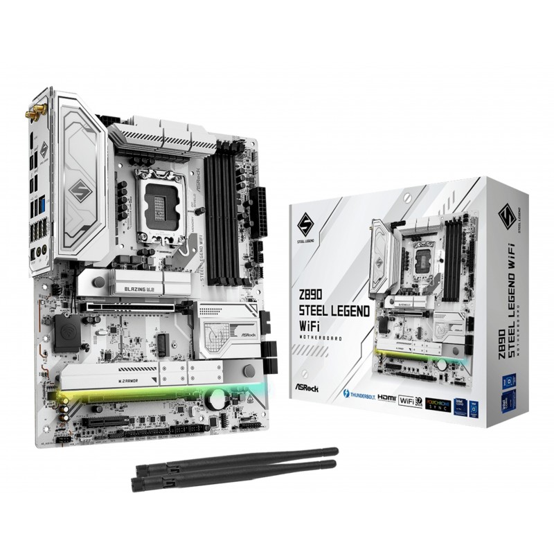 ASRock Z890 Steel Legend WiFi, Intel, LGA 1851 Socket V1, Intel Core Ultra Series 2, DDR5-SDRAM, 256 Go, DIMM