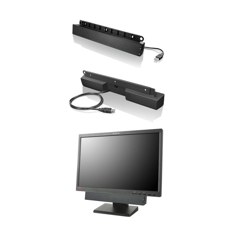 Lenovo USB Soundbar, 2.0 canaux, 2,5 W, 70 dB, Noir, PC, Avec fil