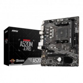 MSI A520M-A PRO, AMD, Emplacement AM4, AMD Ryzen 3000 Series, DDR4-SDRAM, 64 Go, DIMM