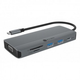 ICY BOX IB-DK4040a-CPD, Avec fil, USB 3.2 Gen 1 3.1 Gen 1 Type-C, 100 W, 1000 Mbits, Aluminium, Argent, MicroSD , SD