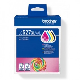 Brother LC527XLVAL Cartouche d'encre d'origine, pack économique, Rendement élevé , Noir, Cyan, Magenta, Jaune, Encre à pigments, Encre à pigments, 4 pièce, Value pack