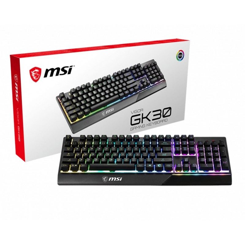 MSI Vigor GK30, Avec fil, USB, Clavier mécanique, QWERTZ, LED RGB, Noir
