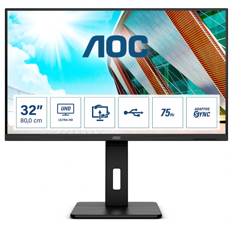 AOC P2 U32P2, 80 cm 31.5", 3840 x 2160 pixels, 4K Ultra HD, LED, 4 ms, Noir