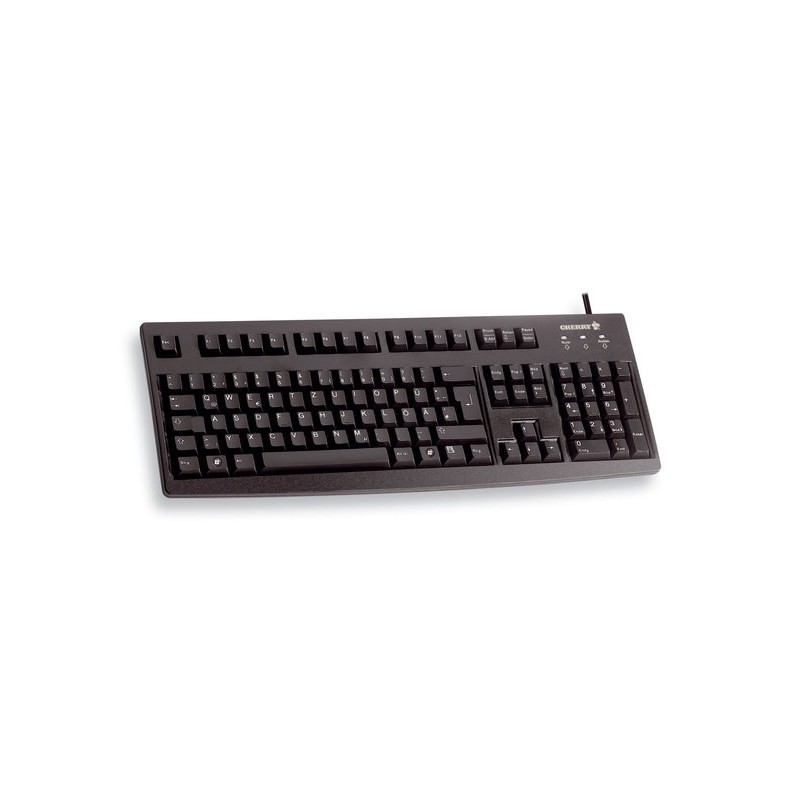 Cherry G83-6104, Taille réelle 100 %, Avec fil, USB, QWERTY, Noir