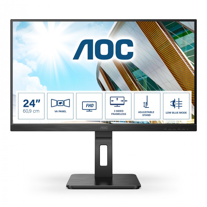 AOC P2 24P2QM, 60,5 cm 23.8", 1920 x 1080 pixels, Full HD, LED, 4 ms, Noir