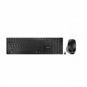 Cherry DW 9500 SLIM, Sans fil, RF sans fil + Bluetooth, Commutateur de touche « ciseaux », QWERTY, Noir, Gris, Souris incluse