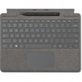 Microsoft Surface Pro Signature Keyboard w Slim Pen 2, Suisse, Pavé tactile, Microsoft, Surface Pro 10 Surface Pro 9 Surface Pro 8 Surface Pro X, Platine, Alcantara