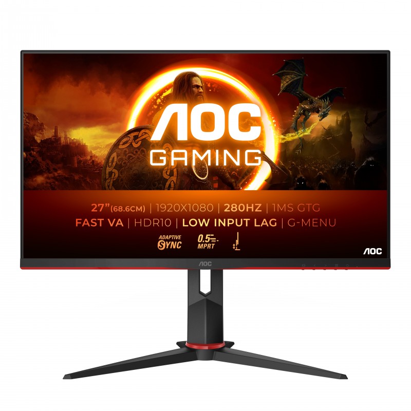 AOC G2 27G2ZN3BK, 68,6 cm 27", 1920 x 1080 pixels, Full HD, LCD, 1 ms, Noir, Rouge