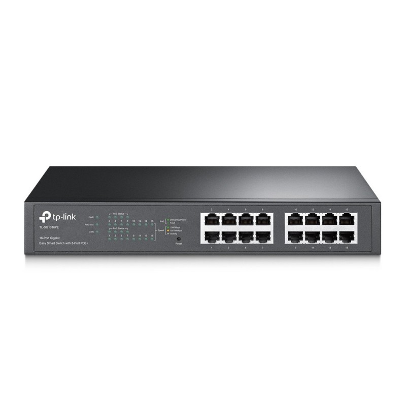 TP-LINK TL-SG1016PE, Géré, L2, Gigabit Ethernet 101001000, Connexion Ethernet, supportant l'alimentation via ce port , Grille de montage, 1U