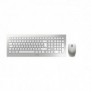 Cherry DW 8000 Ensemble Clavier & Souris sans fil, blancargent, USB, AZERTY - FR, Taille réelle 100 %, Sans fil, RF sans fil, Argent, Blanc, Souris incluse