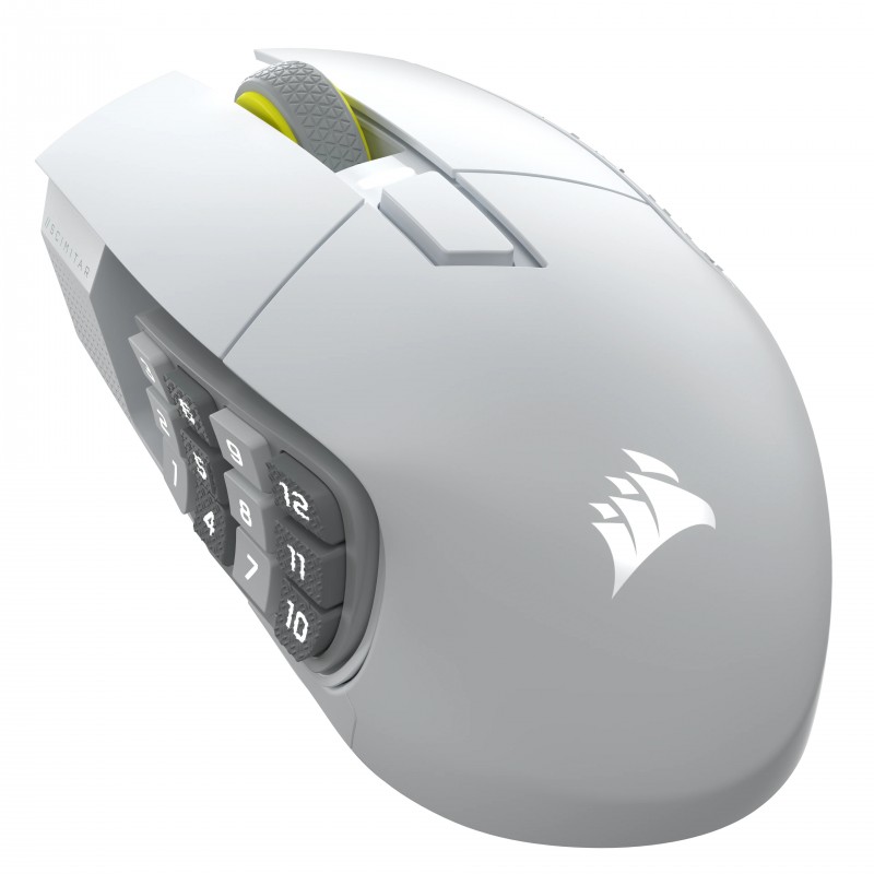 Corsair SCIMITAR ELITE WIRELESS SE, Droitier, Optique, RF sans fil + Bluetooth, 33000 DPI, 1 ms, Blanc