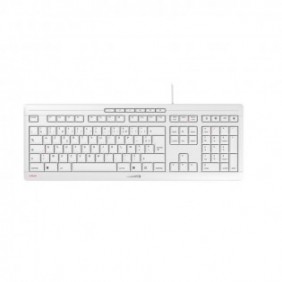 Cherry STREAM KEYBOARD Clavier filaire, blanc grisé, USB, AZERTY - FR, Taille réelle 100 %, Avec fil, USB, Clavier mécanique, AZERTY, Blanc
