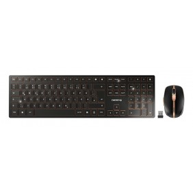 Cherry DW 9100 SLIM, Sans fil, RF sans fil + Bluetooth, QWERTZ, Noir, Souris incluse