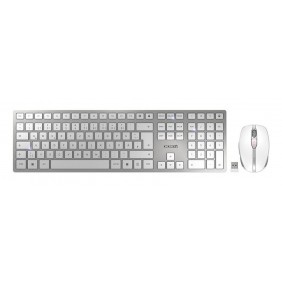 Cherry DW 9100 SLIM, Sans fil, RF sans fil + Bluetooth, QWERTZ, Argent, Souris incluse