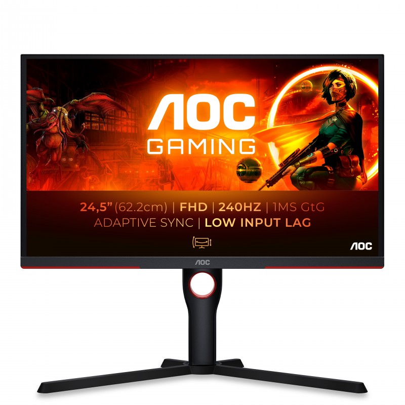 AOC G3 25G3ZMBK, 62,2 cm 24.5", 1920 x 1080 pixels, Full HD, 1 ms, Noir, Rouge