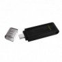 Kingston DataTraveler 256Go USB-C 3.2 Gen 1 70, 256 Go, USB Type-C, 3.2 Gen 1 3.1 Gen 1, Casquette, 7 g, Noir