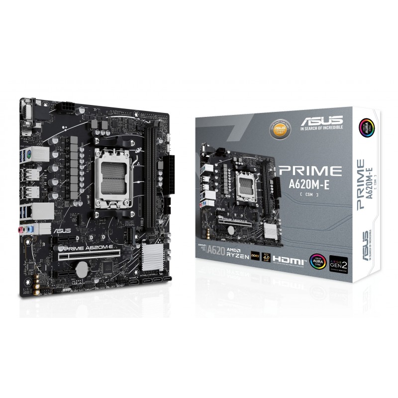 ASUS PRIME A620M-E-CSM, AMD, Emplacement AM5, AMD Ryzen 7000 Series, Emplacement AM5, DDR5-SDRAM, 96 Go