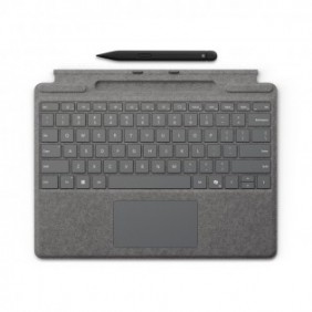 Microsoft Surface Pro Keyboard + Slim Pen, QWERTY, Pavé tactile, Microsoft, Surface Pro 11 Surface Pro 10 Surface Pro 9 Surface Pro 8, Platine, Alcantara