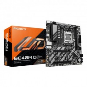Gigabyte B840M D2H Carte mère - Processeurs AMD Ryzen 9000, VRM 5+2+2 phases, jusqu'à 7600 MHz DDR5, 1xPCIe 4.0 + 1xPCIe 3.0 M.2, LAN 2.5GbE, USB 3.2 Gen 1, AMD, Emplacement AM5, AMD Ryzen 7000 Series, AMD Ryzen 8000 Series, AMD Ryzen 9000 Series