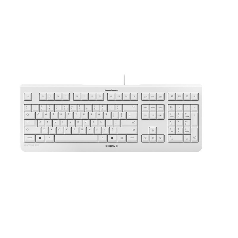 Cherry KC 1000, Taille réelle 100 %, Avec fil, USB, QWERTY, Gris