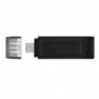 Kingston DataTraveler 64Go USB-C 3.2 Gen 1 70, 64 Go, USB Type-C, 3.2 Gen 1 3.1 Gen 1, Casquette, 7 g, Noir