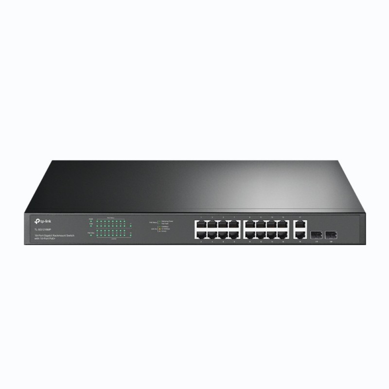 TP-LINK TL-SG1218MP, Non-géré, Gigabit Ethernet 101001000, Full duplex, Connexion Ethernet, supportant l'alimentation via ce port , Grille de montage, 1U