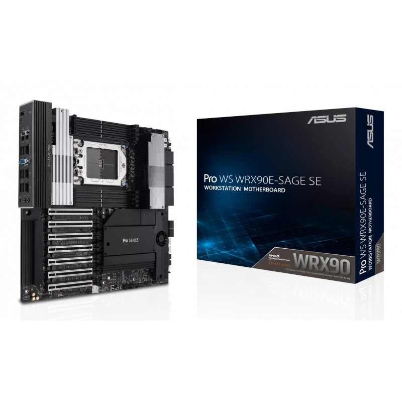 ASUS PRO WS WRX90E-SAGE SE, AMD, Socket sTR5, AMD Ryzen Threadripper PRO 7000 WX-Series, DDR5-SDRAM, DIMM, Octa-canal