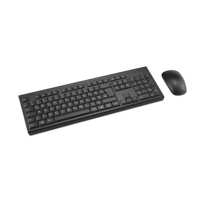 Kensington KM150 EQ Kit clavier + souris sans fil, Sans fil, RF sans fil, Clavier à membrane, QWERTZ, Noir, Souris incluse
