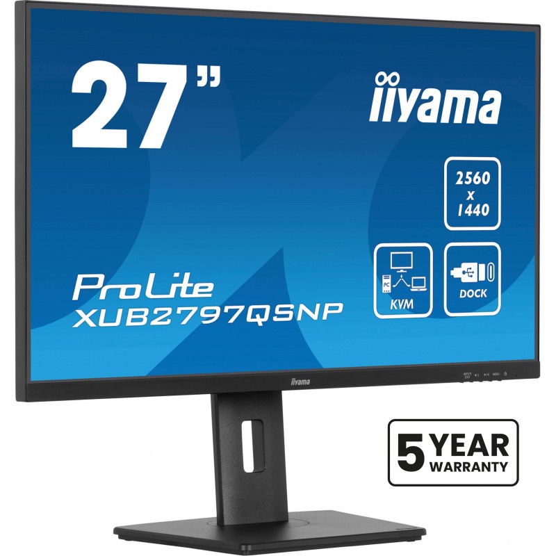 Iiyama ProLite XUB2797QSNP-B1, 68,6 cm 27", 2560 x 1440 pixels, Quad HD, LED, 1 ms, Noir