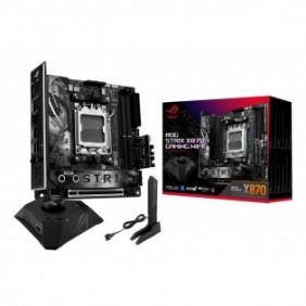 ASUS ROG STRIX X870-I GAMING WIFI, AMD, Emplacement AM5, AMD Ryzen 7000 Series, AMD Ryzen 8000 Series, AMD Ryzen 9000 Series, DDR5-SDRAM, 96 Go, DIMM