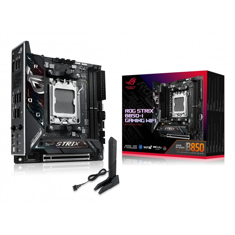 ASUS ROG STRIX B850-I GAMING WIFI, AMD, Emplacement AM5, AMD Ryzen 7000 Series, AMD Ryzen 8000 Series, AMD Ryzen 9000 Series, Emplacement AM5, DDR5-SDRAM, 96 Go