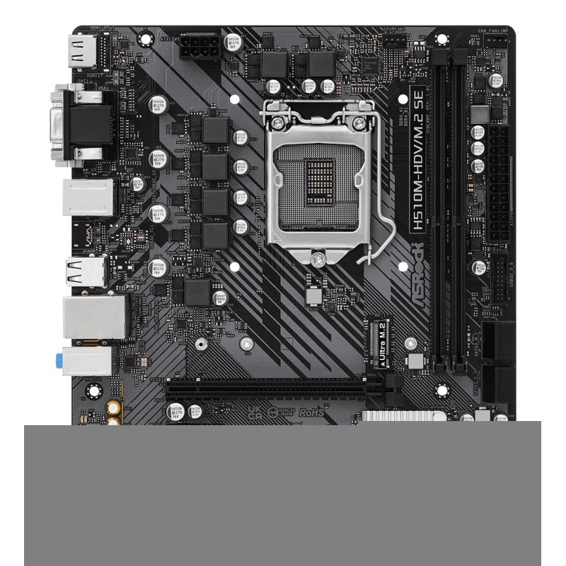 ASRock H510M-HDVM.2 SE, Intel, LGA 1200 Socket H5, DDR4-SDRAM, 64 Go, DIMM, Double canal