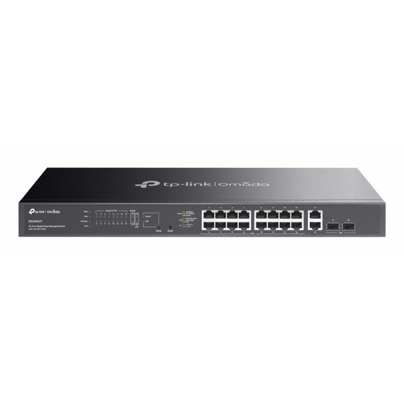 TP-LINK Omada ES220GMP, Géré, L2, Gigabit Ethernet 101001000, Connexion Ethernet, supportant l'alimentation via ce port , Grille de montage