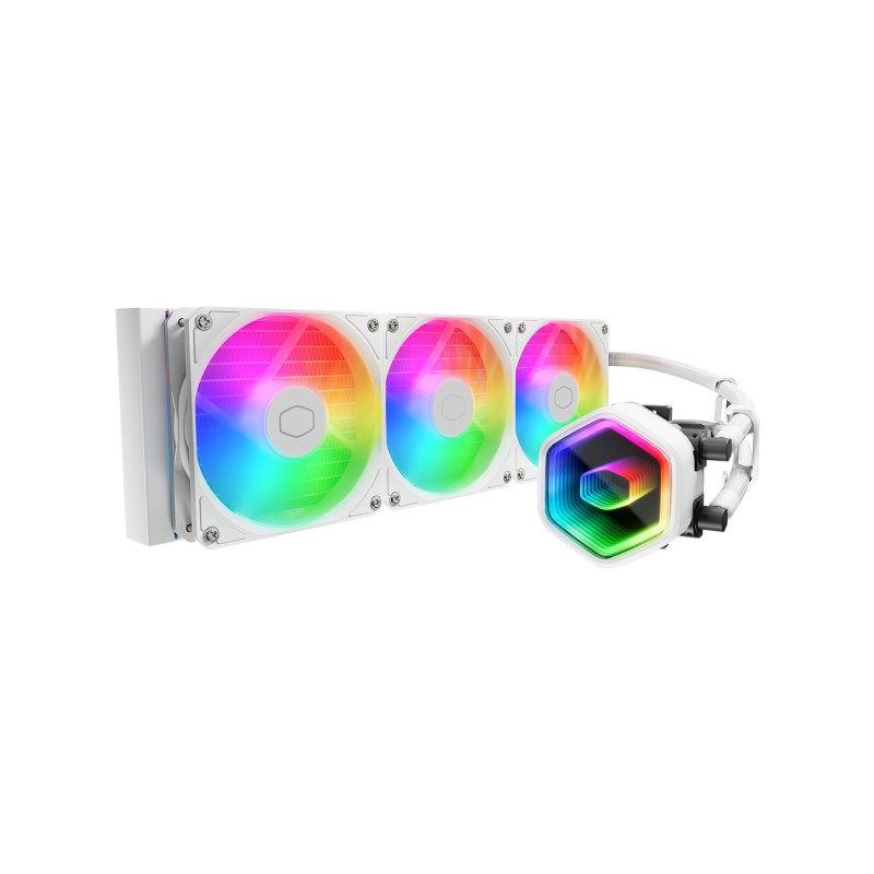 Cooler Master MasterLiquid 360 Core II White, Kit de refroidissement du liquide, 12 cm, 650 trmin, 1750 trmin, 120 m³h, Blanc