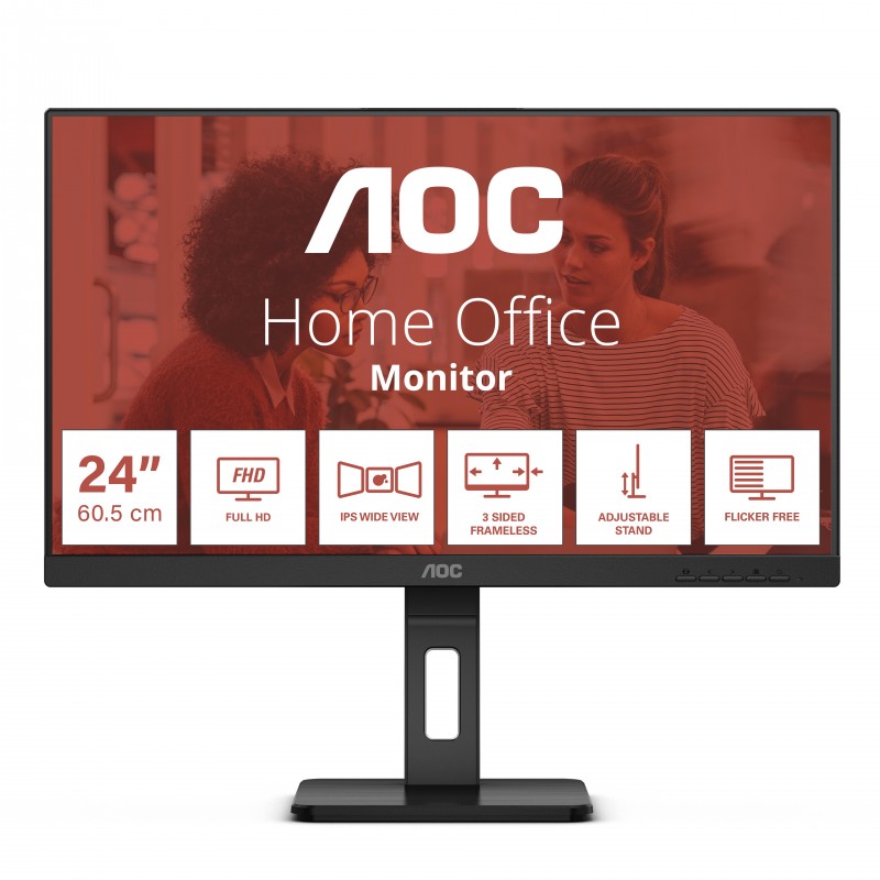 AOC E3 24E3QAF, 60,5 cm 23.8", 1920 x 1080 pixels, Full HD, LCD, 4 ms, Noir