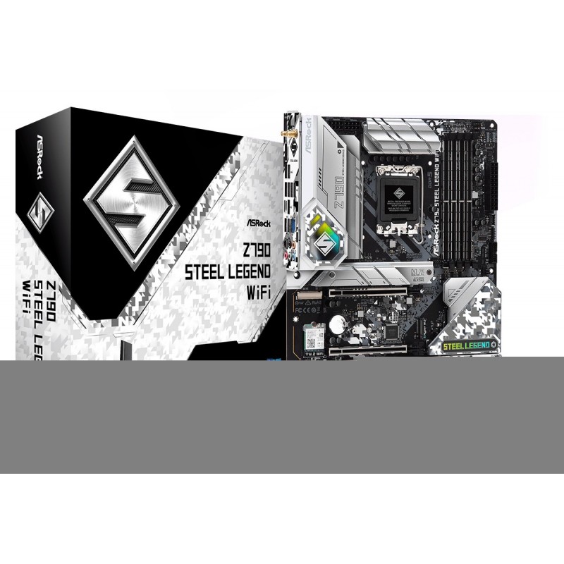 ASRock Z790 Steel Legend WiFi, Intel, LGA 1700, Intel® Core™ i5, Intel® Core™ i7, Intel® Core™ i9, DDR5-SDRAM, 128 Go, DIMM