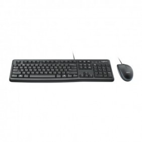 Logitech MK120, Avec fil, USB, QWERTZ, Noir, Souris incluse