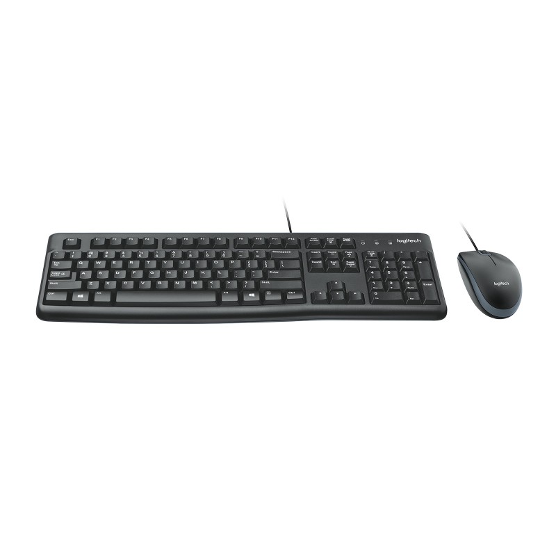 Logitech MK120, Avec fil, USB, QWERTZ, Noir, Souris incluse