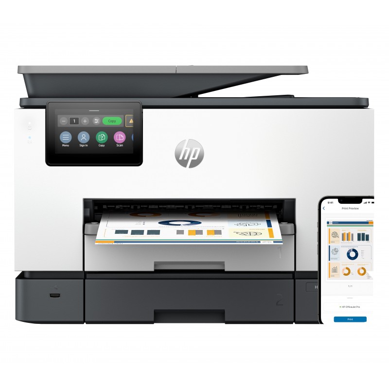 HP OfficeJet Pro 9130b Sans fil All-in-One Couleur Imprimante, Impression recto-verso copieur, scanner, A jet d'encre thermique, Impression couleur, 4800 x 1200 DPI, A4, Impression directe, Gris