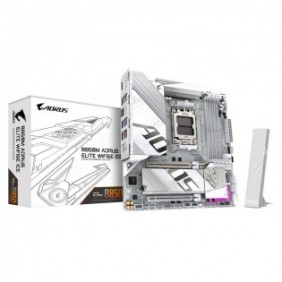 Gigabyte B850M AORUS ELITE WIFI6E ICE Carte Mère - Processeurs AMD Ryzen Série 9000, 12+2+1 phases VRM numériques, jusqu'à 8200MHz DDR5 , 1xPCIe 5.0 + 1xPCIe 4.0 M.2, LAN 2.5, WIFI 7, USB 3.2 Gen 2, AMD, Emplacement AM5, AMD Ryzen 7000 Series, AMD