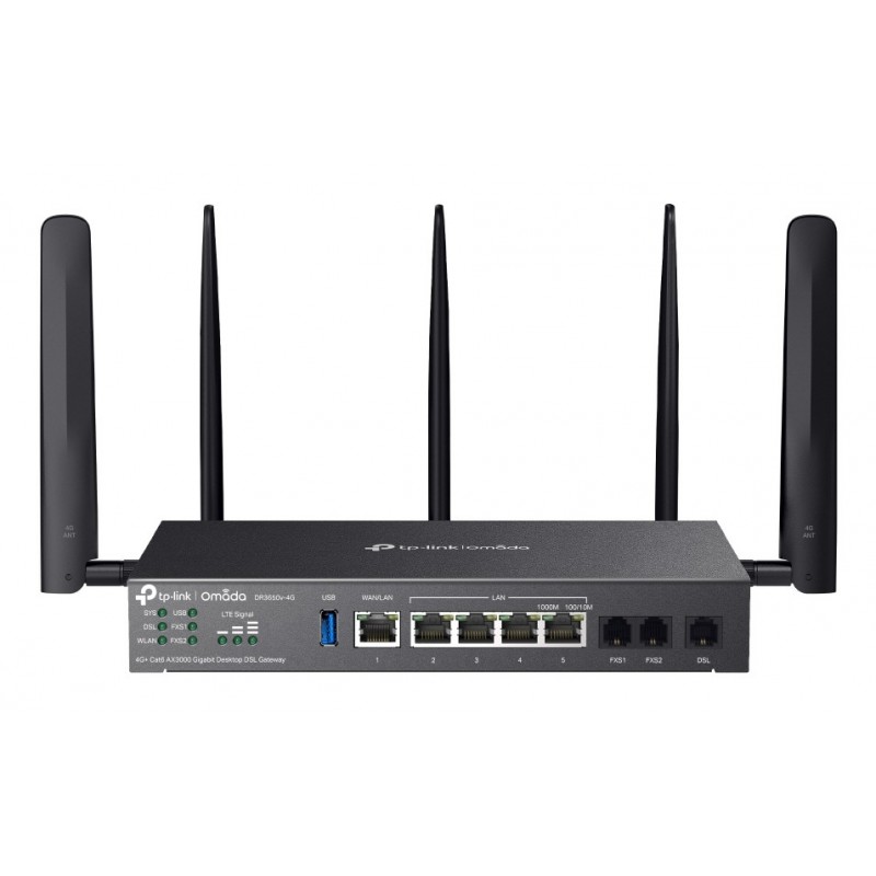 TP-LINK Omada DR3650V-4G, Bi-bande 2,4 GHz  5 GHz, EthernetLAN, ADSL, ADSL2, Noir, Routeur