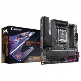 Gigabyte B650M AORUS ELITE Carte mère - Compatible avec les processeurs AMD Ryzen 9000, VRM 12+2+2 phases, jusqu'à 8000 MHz DDR5, 1xPCIe 5.0 + 1xPCIe 4.0 M.2, LAN 2.5GbE, USB 3.2 Gen 2x2, AMD, Emplacement AM5, AMD Ryzen 7000 Series, AMD Ryzen 8000