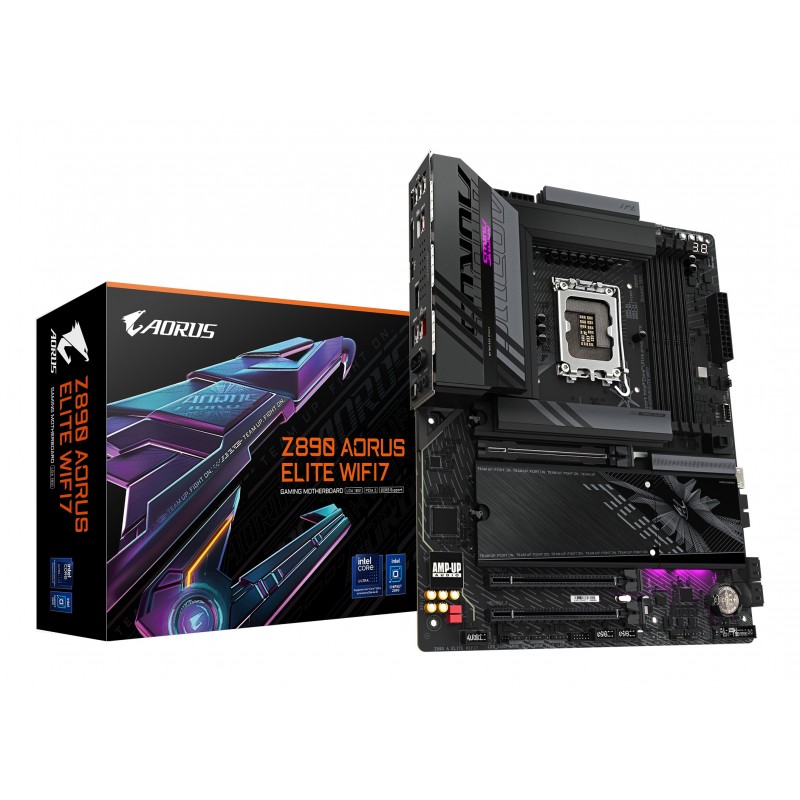 Gigabyte Carte mère Z890 AORUS ELITE WIFI7 - Prend en charge les processeurs Intel Core Ultra Série 2, VRM à 16+1+2 phases, jusqu'à 8800MHz DDR5 , 1xPCIe 5.0 + 3xPCIe 4.0, Wi-Fi 7, LAN 2.5GbE, Thunderbolt 4, Intel, LGA 1851 Socket V1, Intel Core Ultra