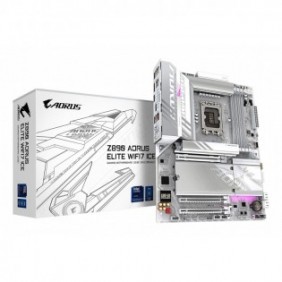 Gigabyte Carte mère Z890 AORUS ELITE WIFI7 ICE - Prend en charge les processeurs Intel Core Ultra Série 2, VRM à 16+1+2 phases, jusqu'à 8800MHz DDR5 , 1xPCIe 5.0 + 3xPCIe 4.0, Wi-Fi 7, LAN 2.5GbE, Thunderbolt 4, Intel, LGA 1851 Socket V1, Intel Core