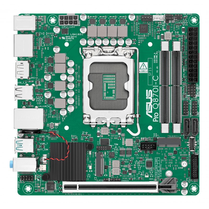 ASUS PRO Q870I-C-CSM, Intel, LGA 1851 Socket V1, Intel Core Ultra Series 2, DDR5-SDRAM, 128 Go, SO-DIMM