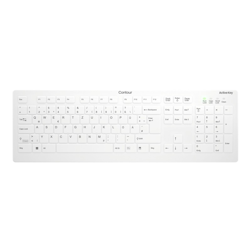 Cherry Contour Design Active Key AK-C8112, Taille réelle 100 %, Sans fil, RF sans fil, Commutateur de touche « ciseaux », QWERTZ, Blanc