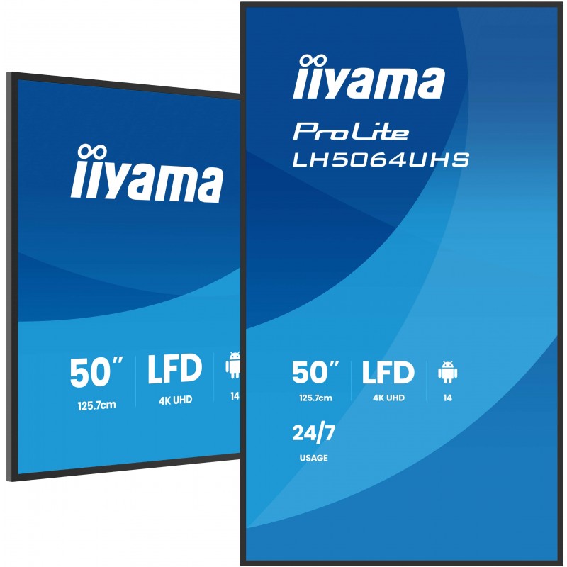 Iiyama LH5064UHS-B1AG, Écran plat de signalisation numérique, 127 cm 50", 3840 x 2160 pixels, Wifi, 247
